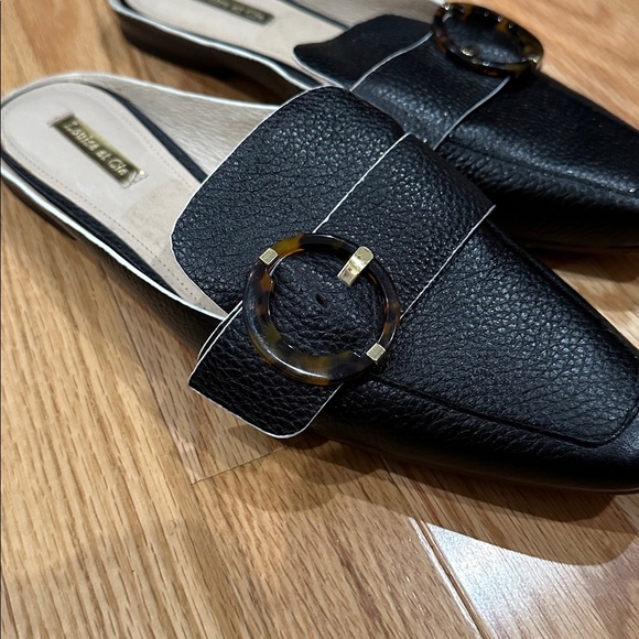 Louise et Cie Black Leather Mules with Horsebit Detail - Picture 5 of 11